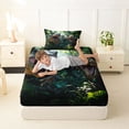 thumbnail image 4 of Metsweet Jungle T-Rex Twin Sheets 3pcs, Animal Dinosaurs Bedding, Green Brown,1 Fitted Sheet, 1 Flat Sheet and 1 Pillowcase, 4 of 5