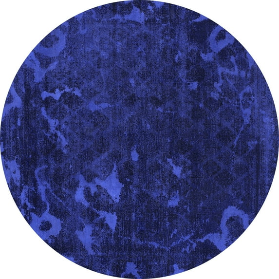 Ahgly Company Machine Washable Indoor Round Persian Blue Bohemian Area Rugs, 6' Round