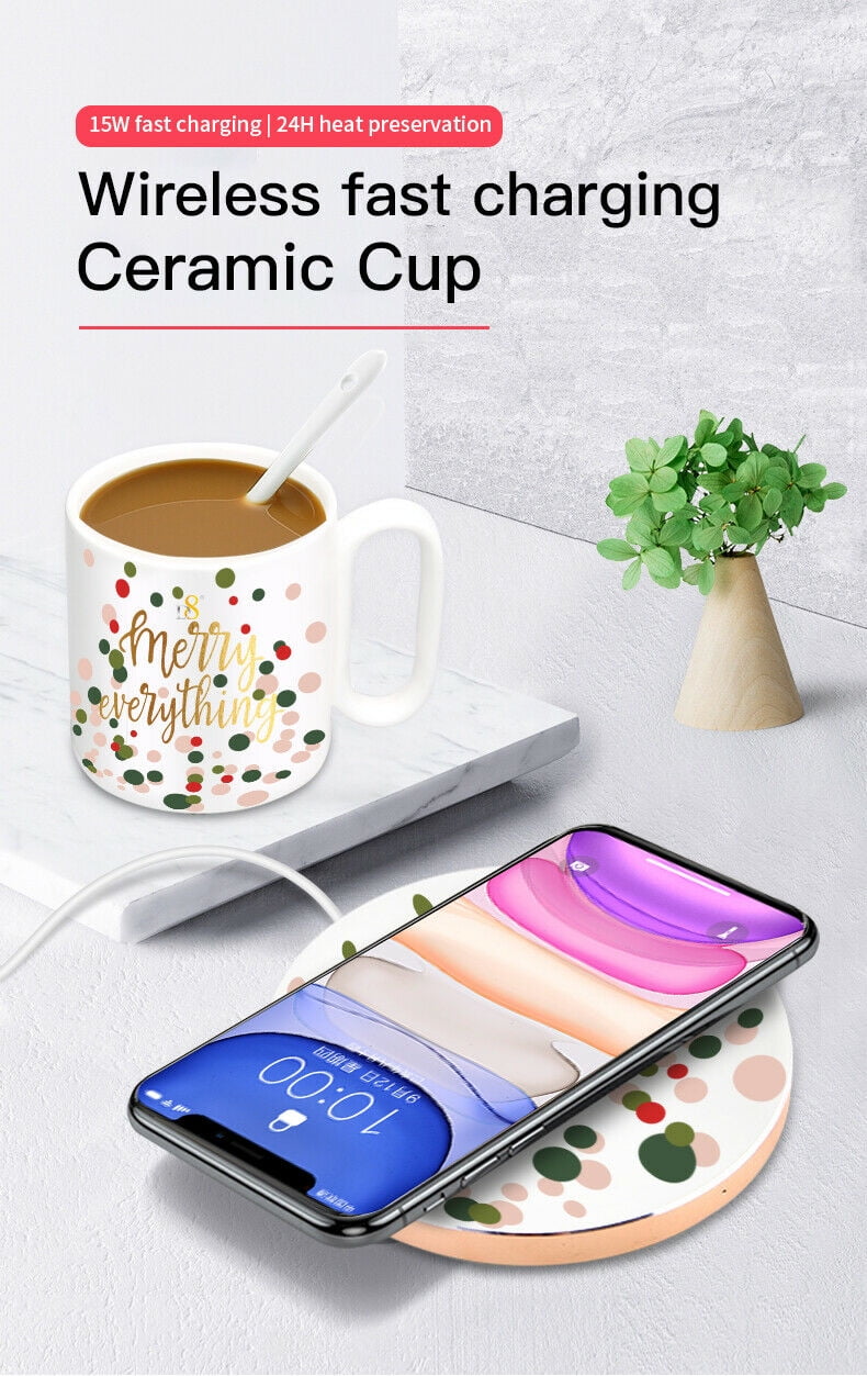  2 in 1 Wireless Charging Pad,Coffee Mug Warmer,Waterproof  Charger 55℃ Electric Heating Coffee Mug Warmer Cup,for Office Desk  Use,Mobile Phones Wireless Charging: Home & Kitchen