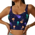 thumbnail image 2 of Picia Sea Jellyfish Sports Bra for Women,Padded Strappy Sports Bras Medium Support Yoga Bra with Removable Cups,Running Yoga Bra-Small, 2 of 9