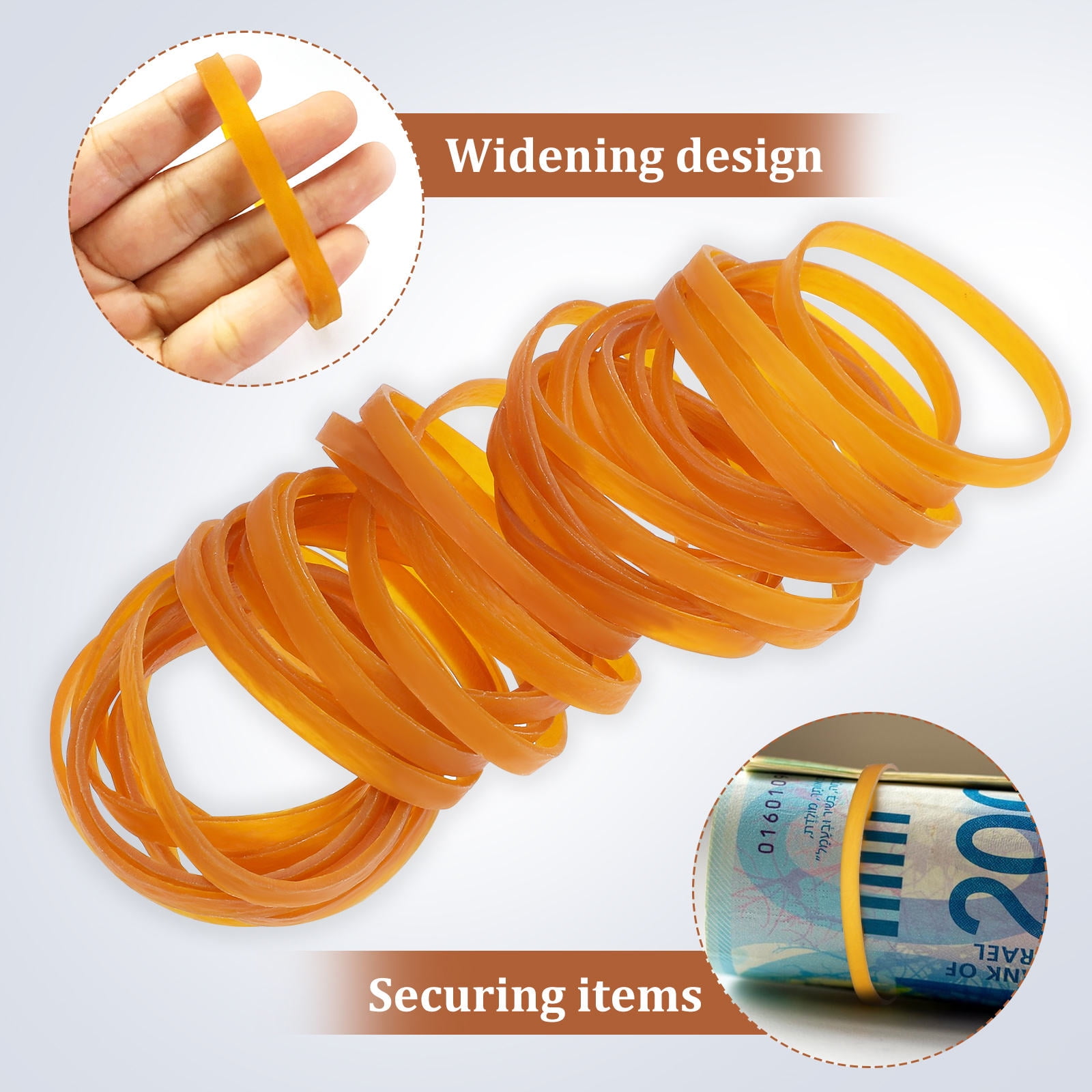 WHAMVOX 350 Pcs Wide Rubber Band Thick Office Yellow