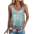 thumbnail image 2 of Riecok Sleeveless Vest for Women Round Neck Sleeveless Summer Loose Printed Casual Loose Suitable for Home and Outdoor Activities Blue M, 2 of 7