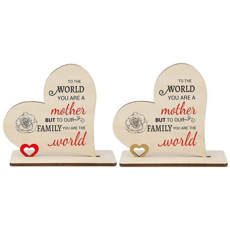 Mother's Day Gifts - Wooden Heart Plaque, Personalized Wooden Heart Sign with Proverbs, Mother-in-Law's Birthday Thanksgiving Christmas Gift, Size