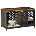 thumbnail image 1 of PawHut Maison pour Chat en Bois Table d'Appoint Style Mobilier Abri pour Chat avec Coussin Lavable Armoire avec Étagère de Rangement Brun Rustique, 1 of 10
