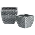 thumbnail image 1 of Ceramic Square Vase with Embossed, Silver - Set of 2, 1 of 1