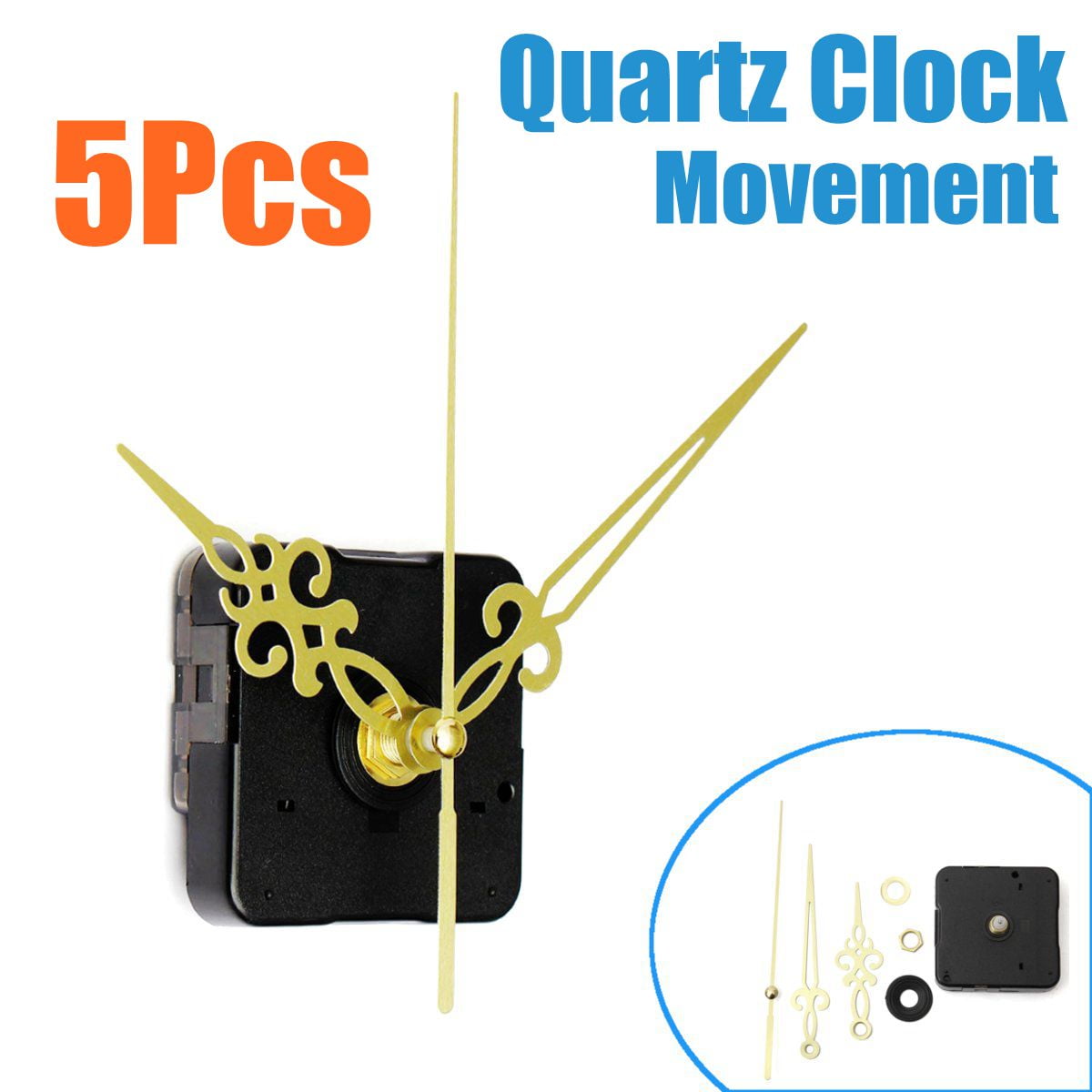 5 Set DIY Gold Hand Wall Quartz Clock Spindle Movement Mechanism Repair Part Kit