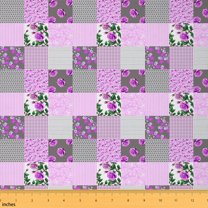 Castle Fairy Purple Flower Fabric by the Yard 3 Yards,Bohemian Paisley Sewing Fabric,Geometric Plaid Fabric for Sewing,Breathable Home Decor