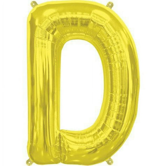16 inch Letter D - Northstar - Gold (Air-Fill Only) Foil Mylar Balloon - Party Supplies Decorations
