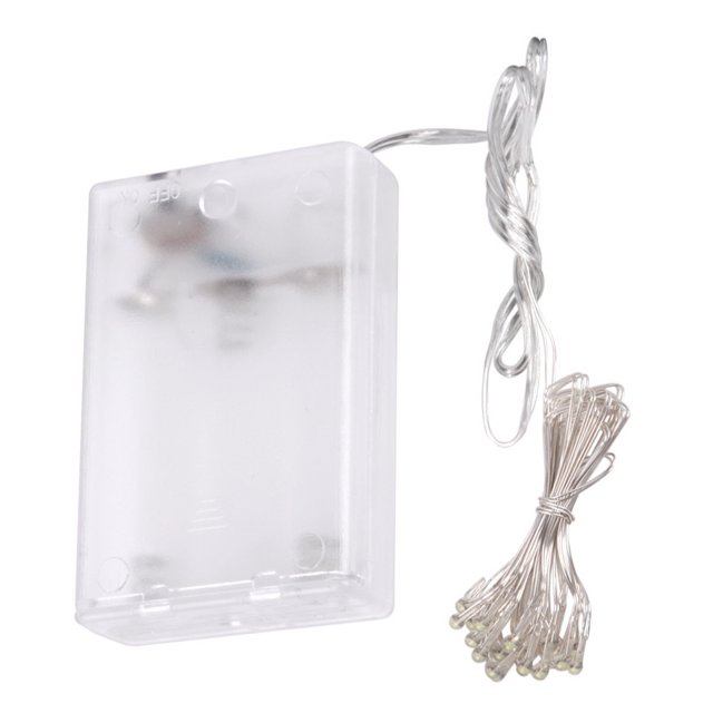 Eyfqtcs 50 Led 5M Led Plata Alambre De Cobre Batería Cadena Hada Luz Navidad Blanco