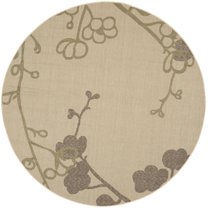 SAFAVIEH Courtyard Christian Floral Indoor/Outdoor Area Rug, Natural/Olive, 6'7" x 6'7" Round