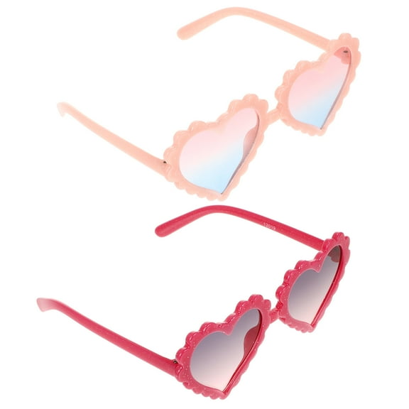 Zehuanyu  2 Pcs Heart Glasses Summer Party Eyeglasses Shaped Sun Sunglasses for Kids Child Toddler Pink