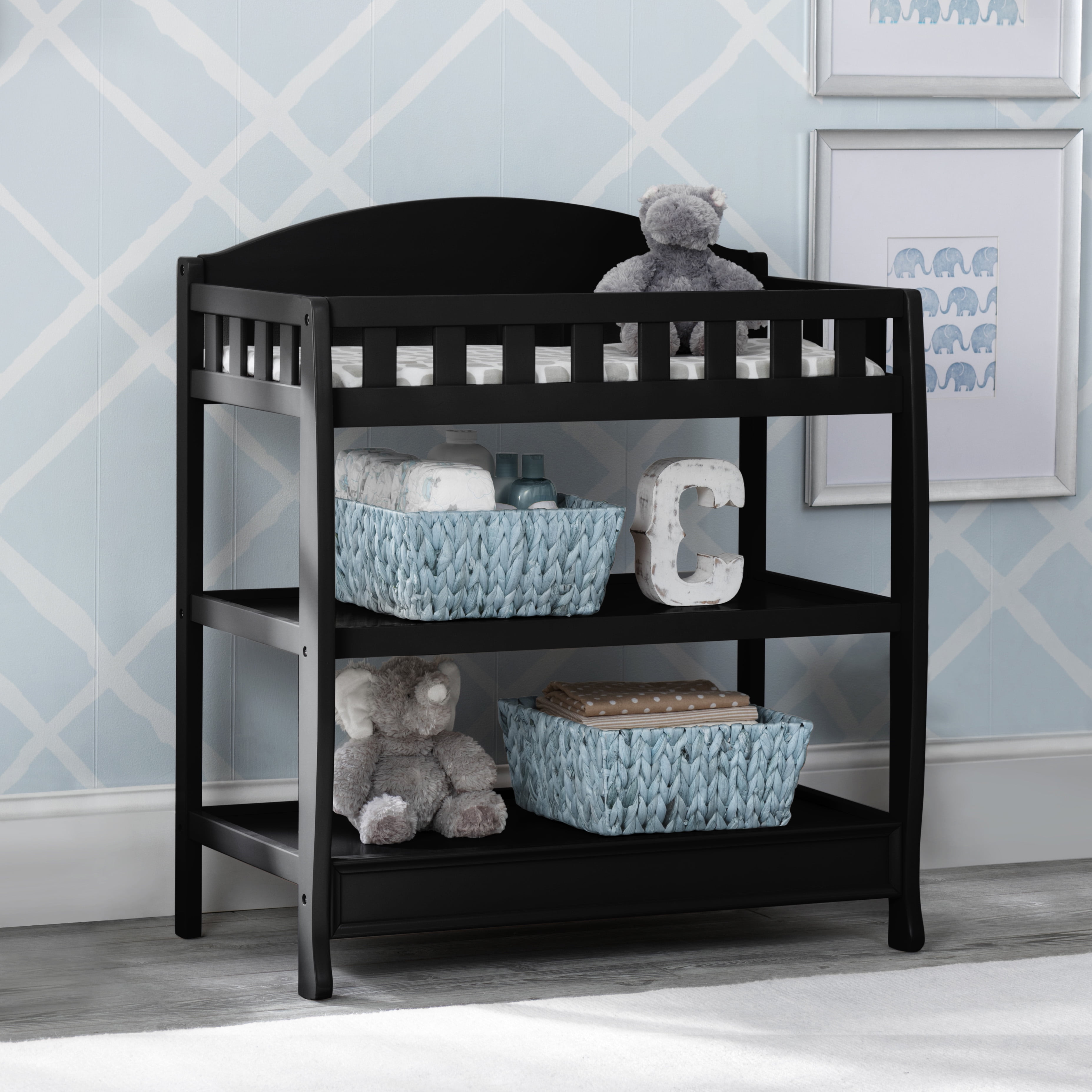 Delta Children Wilmington Changing Table with Pad, Ebony Black