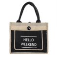 thumbnail image 1 of Sac fourre-tout carré vintage en jute, sac à main de rangement, sac à bandoulière (M, noir), 1 of 4
