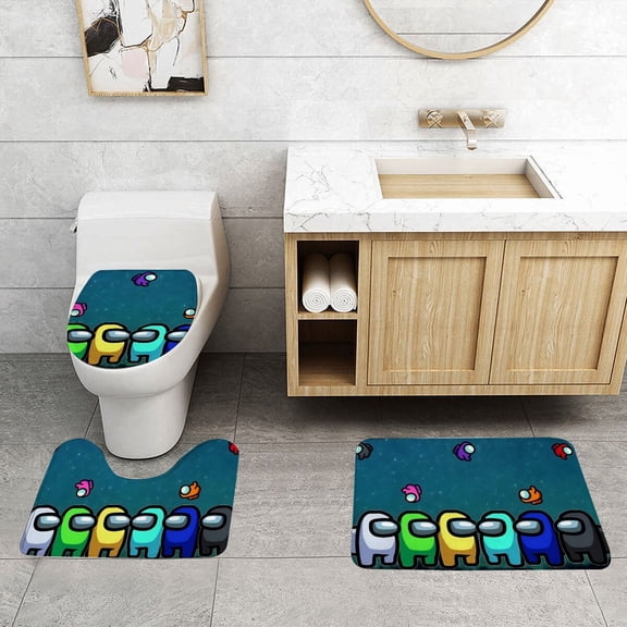 Bathroom Rugs Sets 3 Piece for Among Us with Toilet Cover,Contour Rug,Bath Rug Machine Washable Non-slip