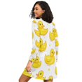 thumbnail image 2 of FORMRS Womens Long Sleeve Nightgowns Crew Neck Sleep Shirt Soft Pajamas Sizes S-3XL, Yellow Rubber Ducks, 2 of 8