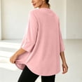 thumbnail image 4 of Hurxie Women Tops 3 Pack 3/4 Sleeve Crewneck Cute Basics Tees Casual Fashion Summer Spring T Shirts Business Work Tee Top Pink,XL, 4 of 8