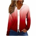 thumbnail image 2 of GaThRRgYP Lightweight Ladies Jacket Winter Autumn,Women Casual and Fashionable Loose Solid Color Long Sleeved Zipper Hooded Top Cardigan Red L, 2 of 5