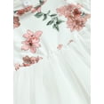 thumbnail image 4 of Kmbangi Robe Patchwork en Tulle à Imprimé Floral Manches Volantes Col Rond Ligne A pour Bébé Enfants Filles Été 1-5 Ans, 4 of 7
