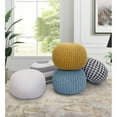 thumbnail image 2 of Pasargad Home Pasargad Home Santorini Ivory & Grey Knitted Round Pouf, 2 of 5