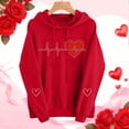 thumbnail image 2 of Byworldtasic Womens Valentines Day Heart Print Hoodies Cute Long Sleeve Pullover Oversized Top, 2 of 9