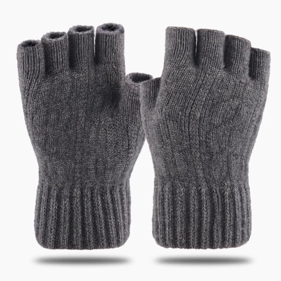 Warop Unisex Half-Finger Thermal Gloves, Solid Color Knitted Thickened, for Outdoor Sports and Daily Activities