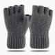 thumbnail image 1 of Guantes para hombre y mujer, de color liso, de medio dedo, para exteriores, sin dedos, de lana gruesa, informales, de moda, con parte superior acrílica., 1 of 6