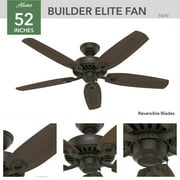 Hunter - Builder Indoor Ceiling Fan, 52-inch, New Bronze, Traditional-style, 3-speed WhisperWind Motor, 53242, for living rooms, bedrooms, home offices, kitchens