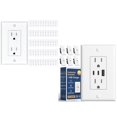 thumbnail image 1 of Lot de 50 Prises Murales 15A, Réceptacle Décoratif Blanc avec Plaque Murale et 6 Prises USB, 1 of 6