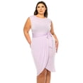 thumbnail image 4 of MOA Collection Women's Plus Size Sleeveless Sheath Dress Knife PleatsTulip Skirt Front Sash Detail, 4 of 6