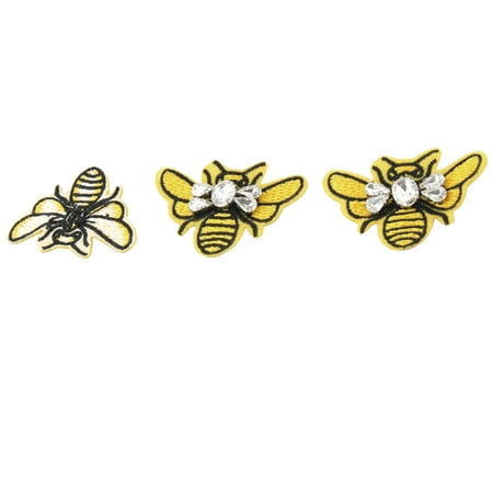 Bee Craft - DIY Craft Fabric Bee Shaped Bag Clothes Embroidery Patches Applique Sticker 3pcs