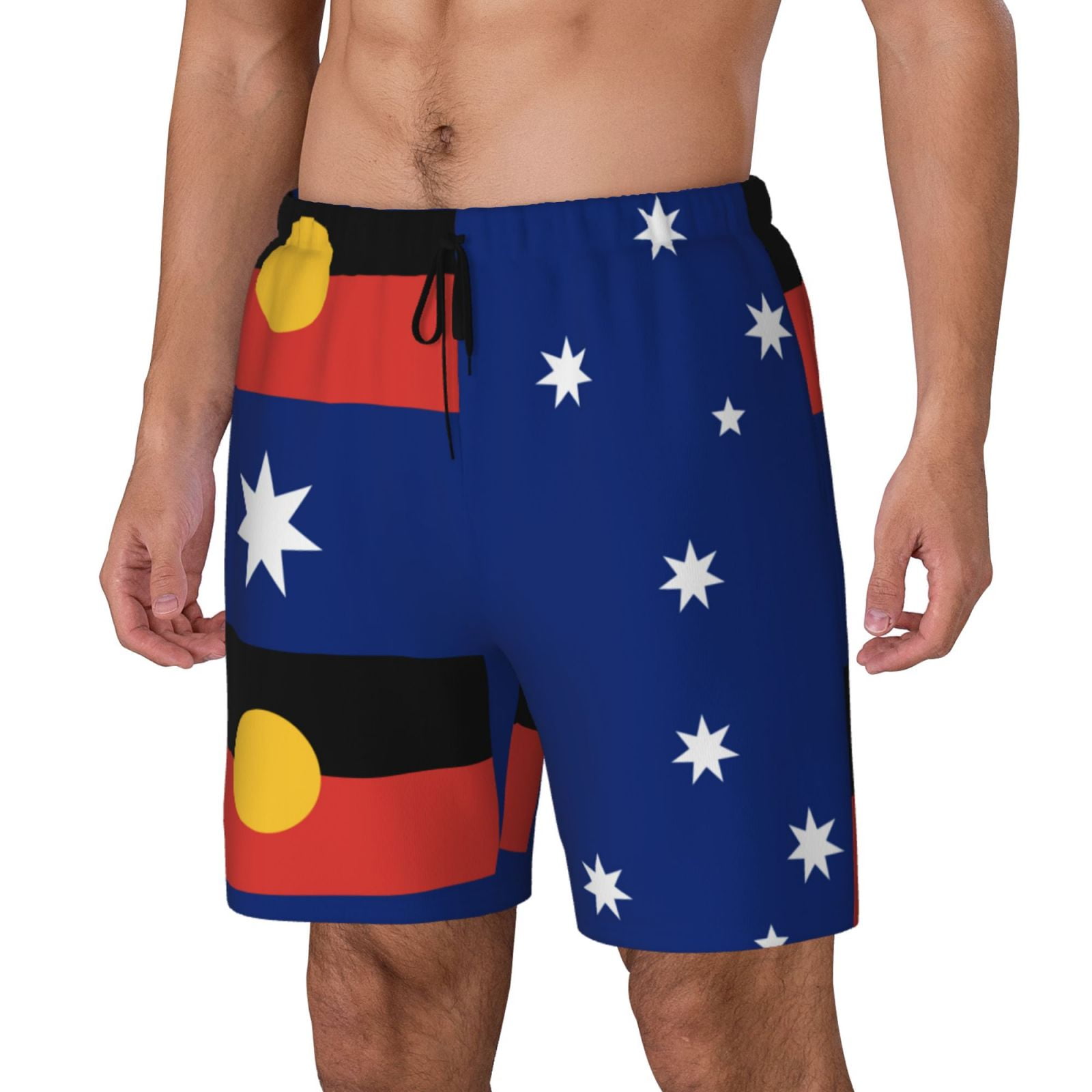 Men's Australian Flag With Aboriginal Flag Swim Trunks with Compression Liner Bathing Suit Swimwear