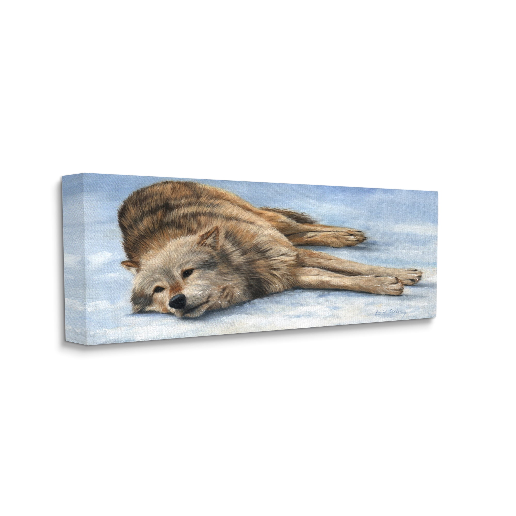 Stupell Industries Coyote Wolf Resting Snowy Landscape Woodland Wildlife Painting Gallery Wrapped Canvas Print Wall Art, Design by David Stribbling