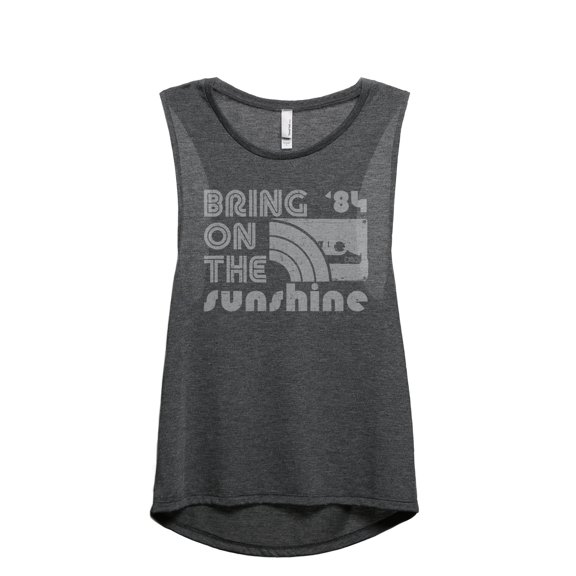 Bring On The Sunshine Women's Fashion Sleeveless Muscle Workout Yoga Tank Top Charcoal Grey 2X-Large
