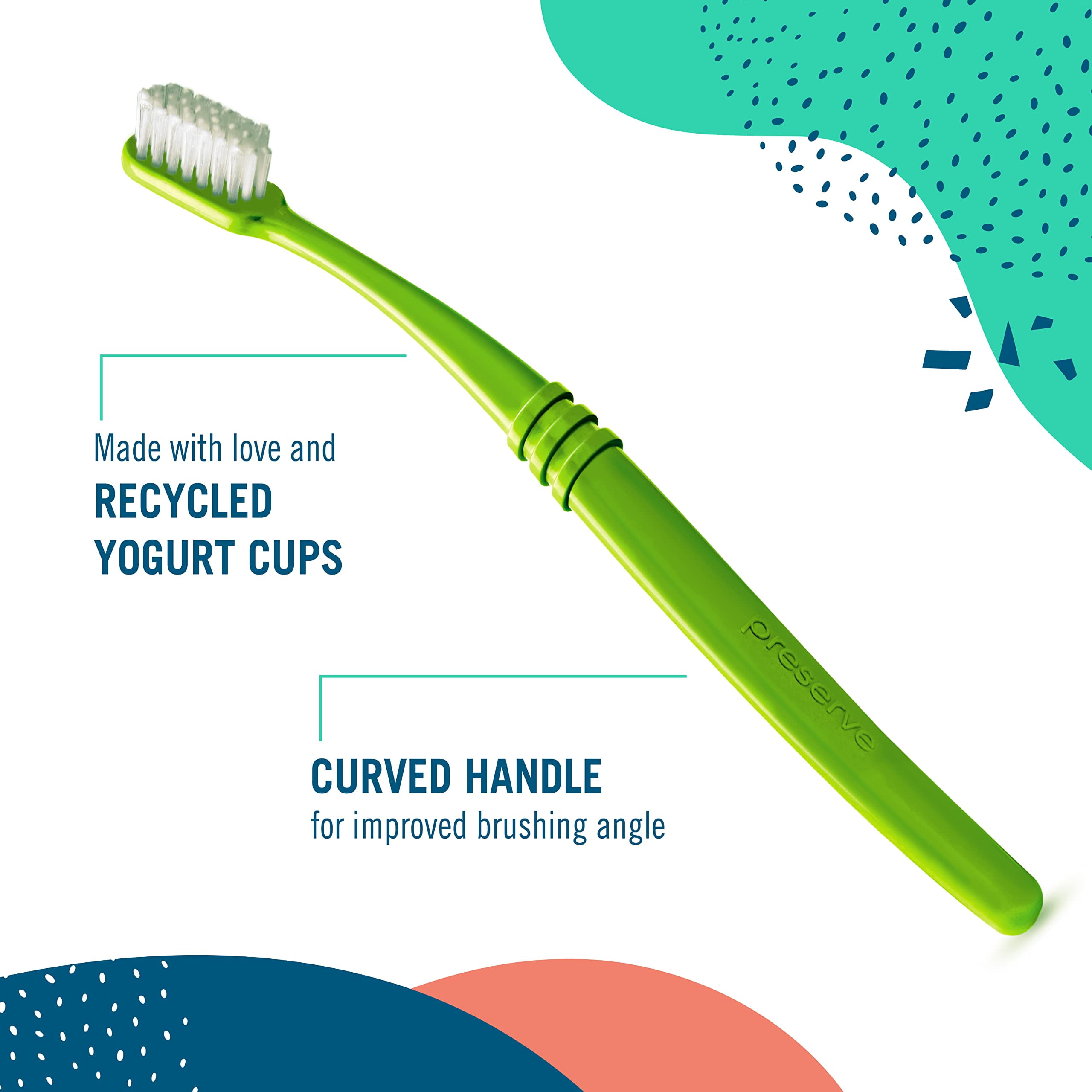 Preserve Eco-Friendly Adult Manual Toothbrush, Soft Bristle, 6 Pack, Assorted Colors