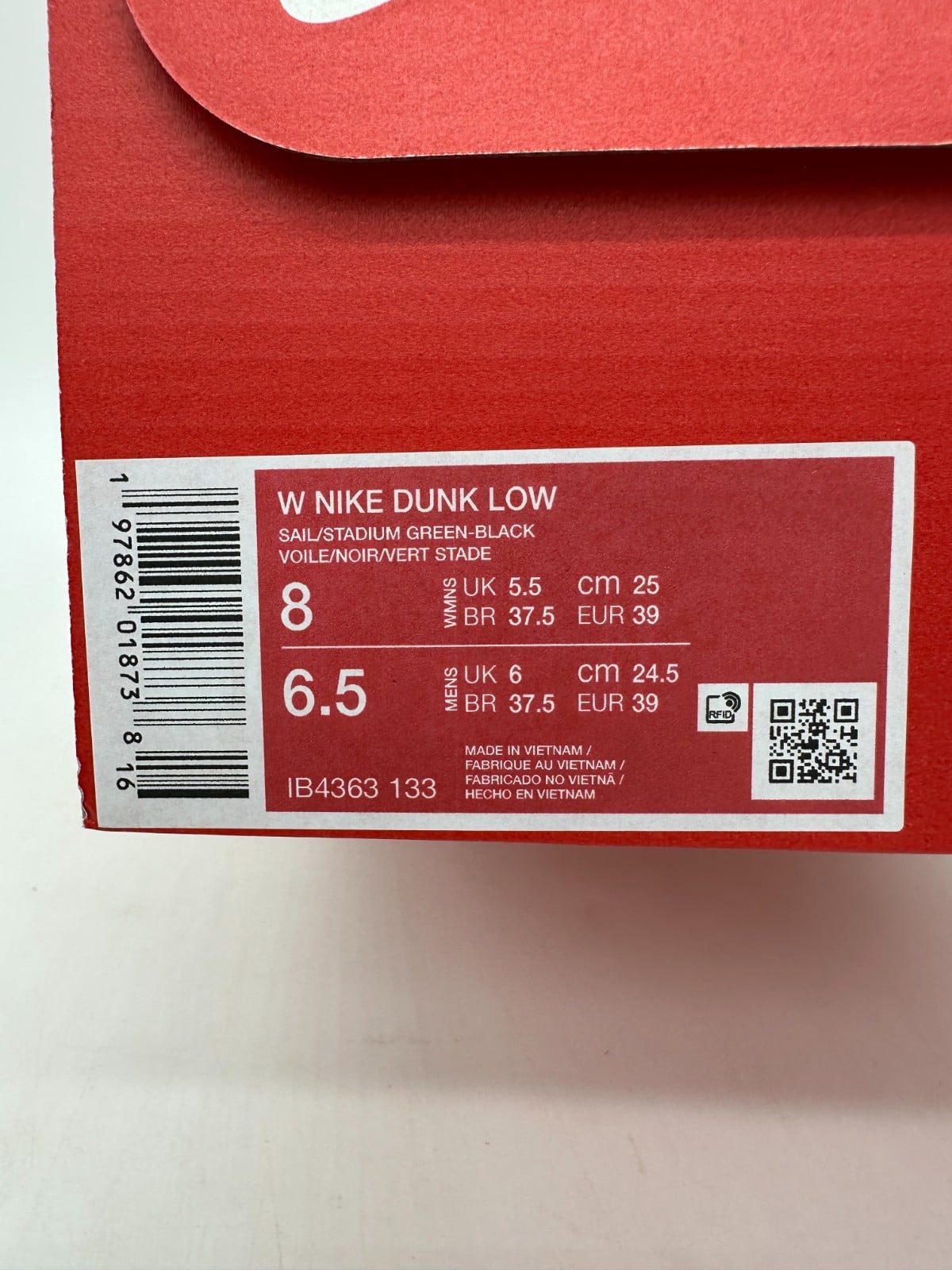 Women's Nike Dunk Low Sail/Stadium Green-Black (IB4363 133) - 8