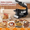 thumbnail image 3 of Double Waffle Maker, 1400W Rotating Belgian Waffle Iron with Nonstick Plates, 180° Flip, 8-Slice, Removable Drip Tray, Locking Lid & Cool Touch Handles, Stainless, Black, 3 of 6