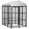 thumbnail image 1 of PawHut Covered Dog Kennel for Medium, Large Dogs, Black, 1 of 10