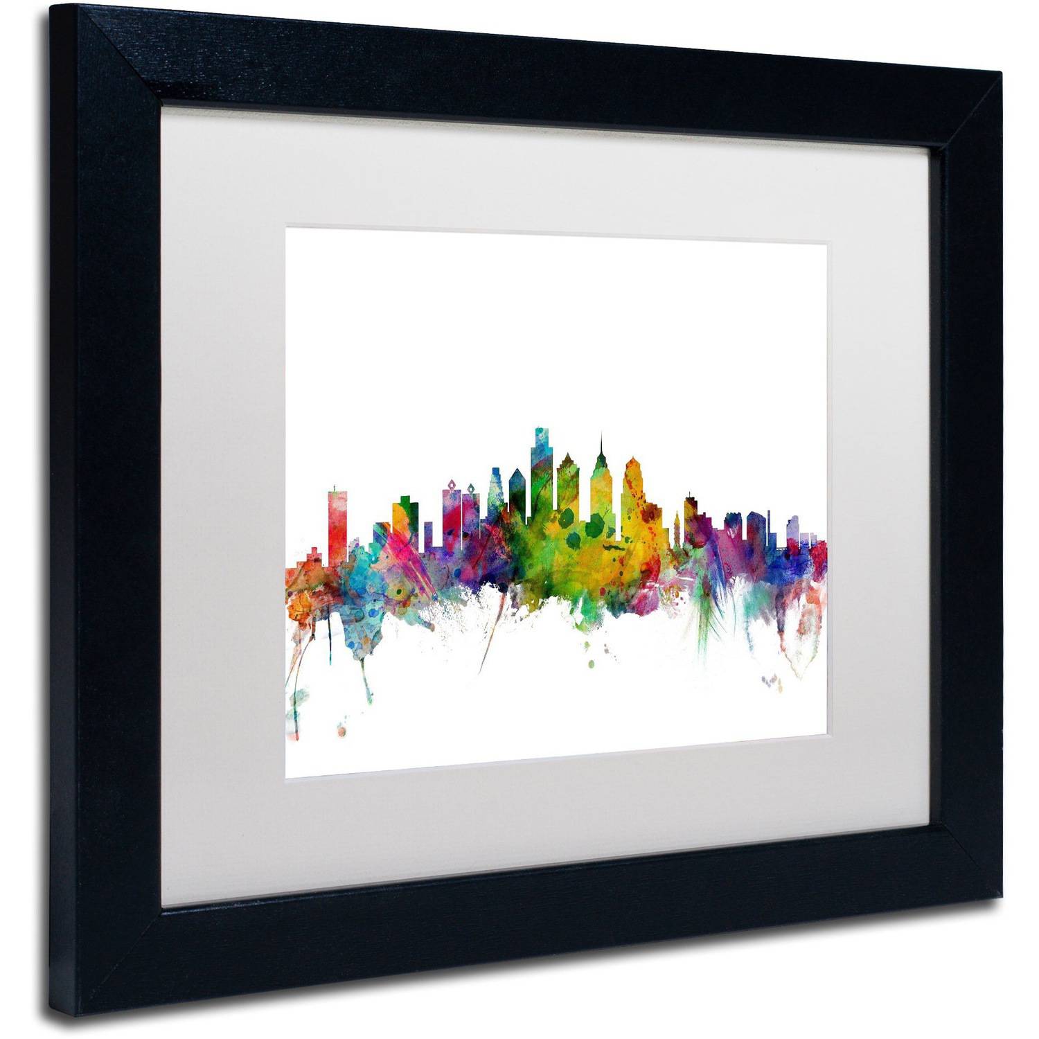 Trademark Fine Art 'Philadelphia Pennsylvania Skyline' Canvas Art by Michael Tompsett, White Matte, Black Frame