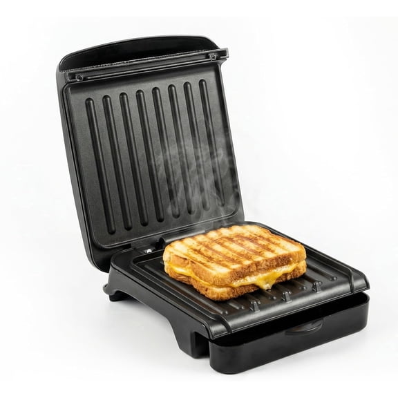 OVENTE 2-Serving Electric Indoor Grill & Panini Press, Black GP222B | 750W Non-Stick Plate Coating, Opens 90 Degrees, 10.7" x 7.7" Space Saving Design 50W Contact Grill for Burgers & More