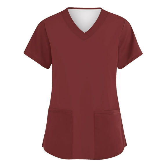 Nursing Scrubs Womens Cute Pattern Workwear Short Sleeve V Neck Holiday Stretch Medical Uniforms Tops with Pockets 2025 4XL Polyester