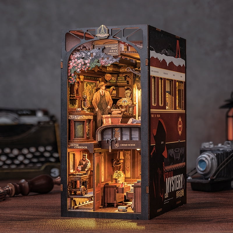 Tradeopia 3D Wooden Puzzle Train Mystery Case DIY Book Nook Kit
