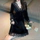 thumbnail image 3 of Vintage 1940s Gothic Cottagecore Velvet Dress with French Inspired Design, 3 of 5