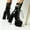 Blue, variant on Jienlioq Womens Cowboy Boots Thick Ultra High Heels Sole Lacquer Leather Black Belt Buckle Plush Insulation Cotton Gothic Boots Cyber Monday