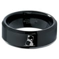 thumbnail image 2 of Tungsten Sad Panda Sitting Watching Band Ring 8mm Men Women Comfort Fit Black Beveled Edge Polished, 2 of 4