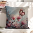 thumbnail image 6 of butterfly pink flower linen toss pillowcase decoration pillowcase gifting preferred 20x20inch cushion cover sofa pillowcase sofa bedroom living room car, 6 of 8