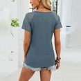 thumbnail image 6 of Sexlip Womens T Shirts V Neck Short Sleeve Tshirt Basic Tee Curved Hem Tops Blue XXL, 6 of 8