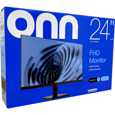 onn 24 FHD (1920 x 1080p) 100hz Office Monitor with 6.07 ft HDMI Cable, Black
