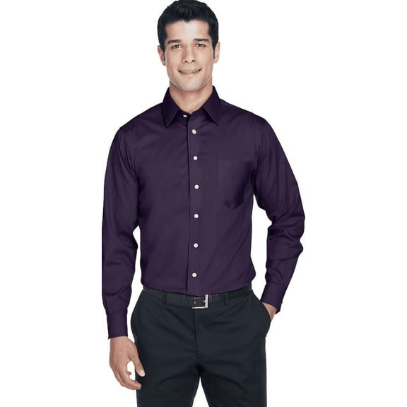 DG530 Devon & Jones Men's Woven Solid Stretch Twill Shirt Deep Purple 3XL