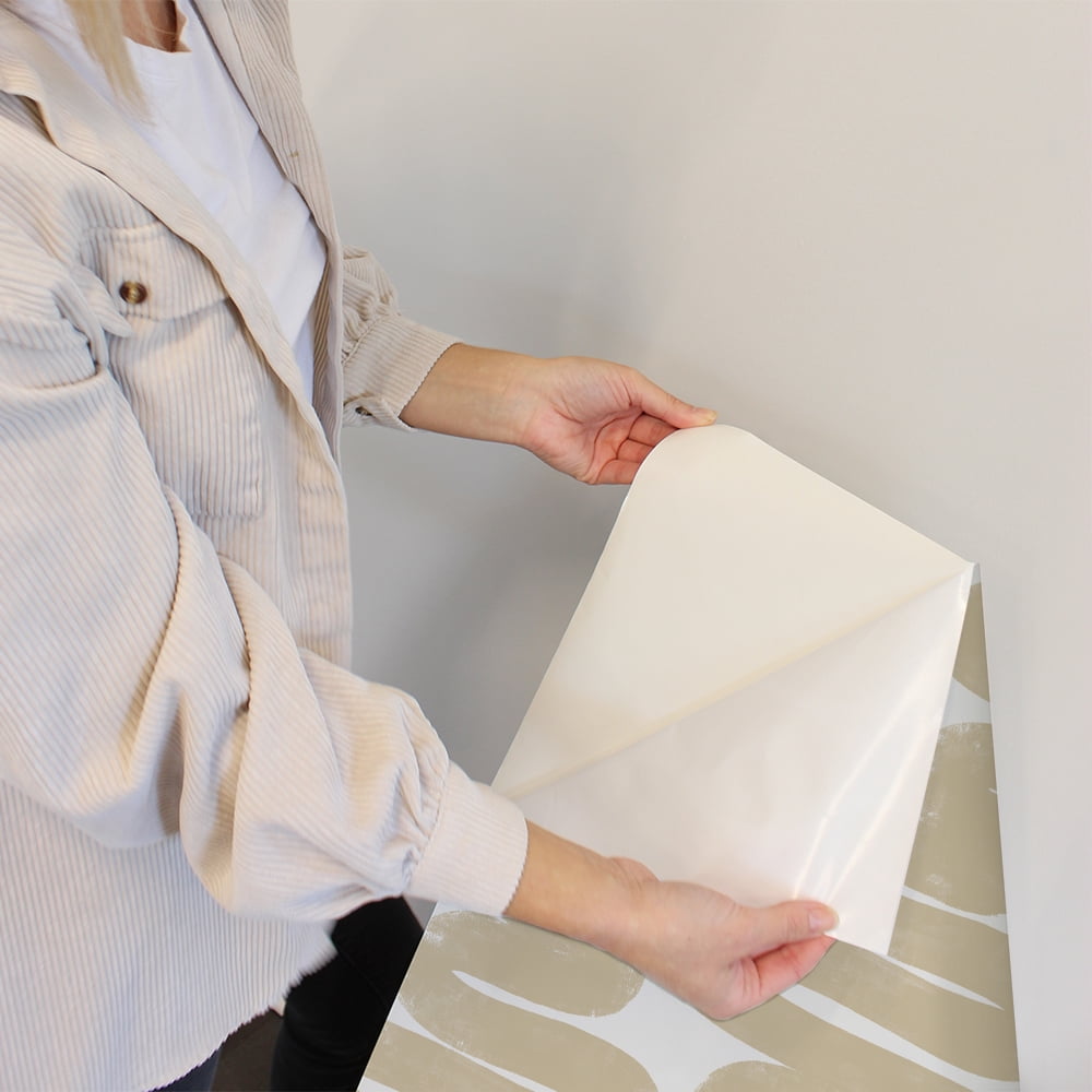 Tempaper x Bobby Berk Wiggle Room Sand and White Peel and Stick Wallpaper, 20.5" x 16.5'