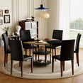 thumbnail image 2 of Table And Chair Set.A 47.3-Inch Diameter Modern Spliced Color Circular Dining Table - Double-Layer Storage. 6 Black Pu Dining Chairs, Simple And Versatile, Comfortable And Accompanied. 92768, 2 of 16